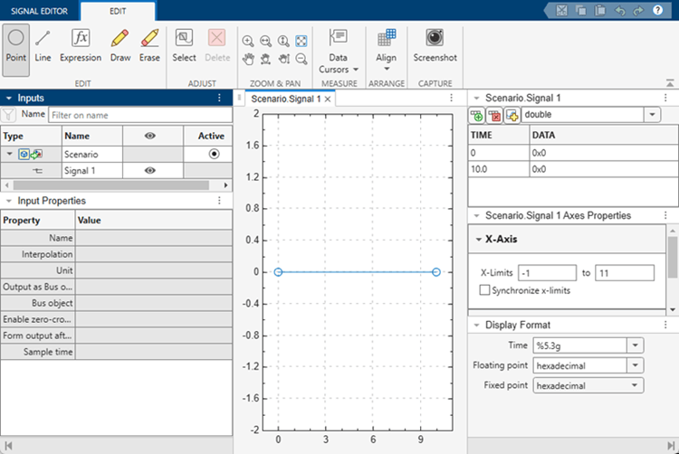 Signal Editor block default