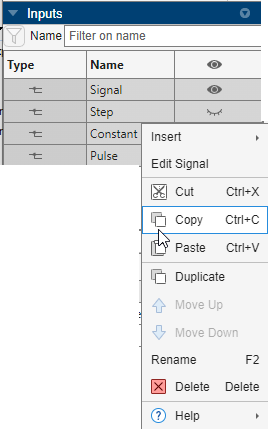 Signal Editor multiple signal selections and right-click context menu