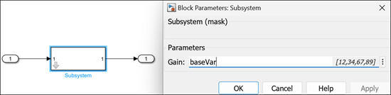 Masked subsystem block referring subarray