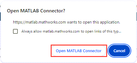 Notification to open MATLAB Connector