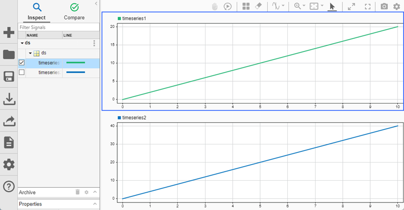 Example of Simulation Data Inspector for signals