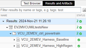 Results and Artifacts tree