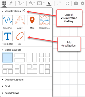 Updated Visualizations and layouts menu.