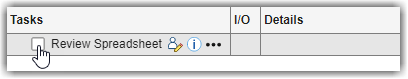 Mouse pointing to checkbox for the example task "Review Spreadsheet"