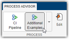 Mouse selecting Additional Examples process in Process gallery