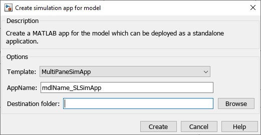 Screenshot of the app generation dialog box