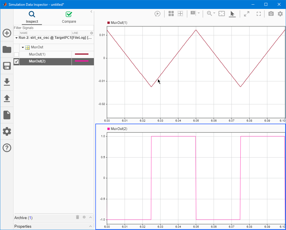 Log or Stream Real-Time Signals by Using the Simulation Data Inspector ...