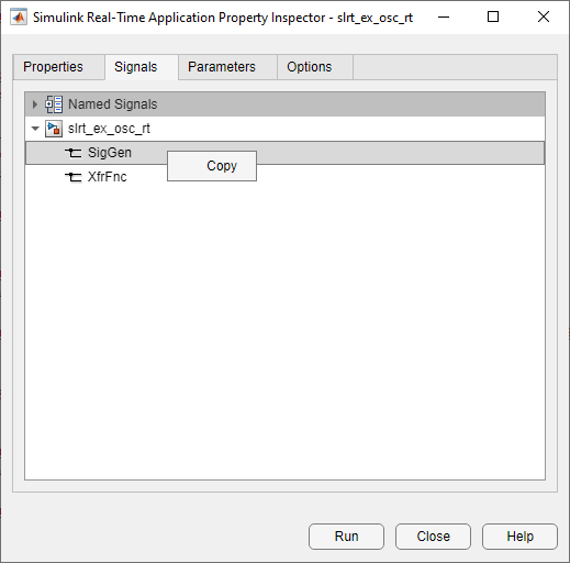Use the Simulink Real-Time Application Property Inspector to view or modify app properties.