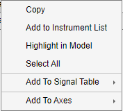 Simulink Real-Time Explorer signal context menu
