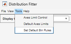 Set Default Bin Rules from Tools menu