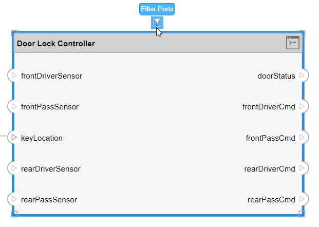 Filter Ports option for a component in a view