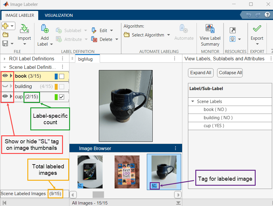 Image Labeler app highlighting new features for scene labeling