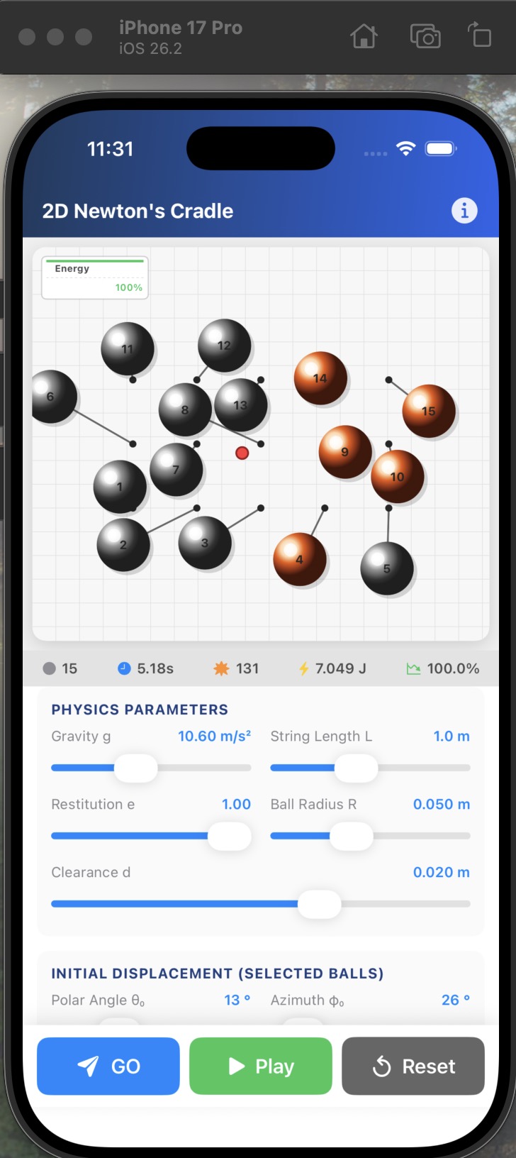 Mobile phone app in simulator
